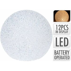 Kinekus Dekorácia/svietnik guľa LED 11,5 cm, biela