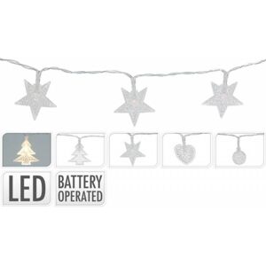 Kinekus Svetlo vianočné 10 LED teplé biele, strom/hviezda/srdce/guličky, baterky, mix