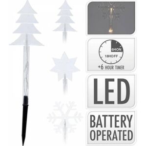 Kinekus Svetlo vianočné zapichovacie 15 LED teplé biele, 37,5 cm, 5 ks, s časovačom, baterky, vonkajšie, mix