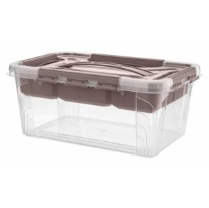 Kinekus Box s vložkou CLIP 4,2 l, 29x19x12,4 cm, transparentný/hnedý