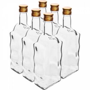 Kinekus Fľaša sklenená, hranatá, kláštorná, 500 ml, s uzáverom na závit