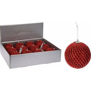 Kinekus Červená vianočná guľa, pletený dizajn, 10 cm
