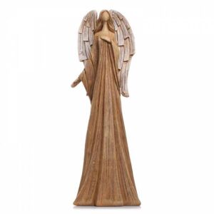 Kinekus Postavička anjel 11,5x9x34,5 cm polyrezín hnedý