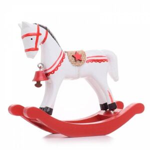 Kinekus Postavička kôň hojdací 11x14x4,5 cm drevo bielo-červený