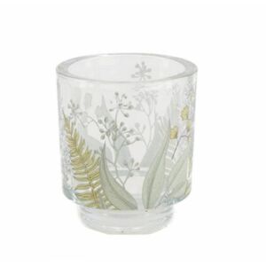 Kinekus Svietnik na čajovú sviečku 9x10 cm sklo dizajn kvety