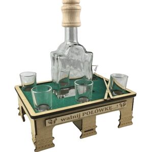 Štamperlíky s fľašou s motívom biliardového stola
